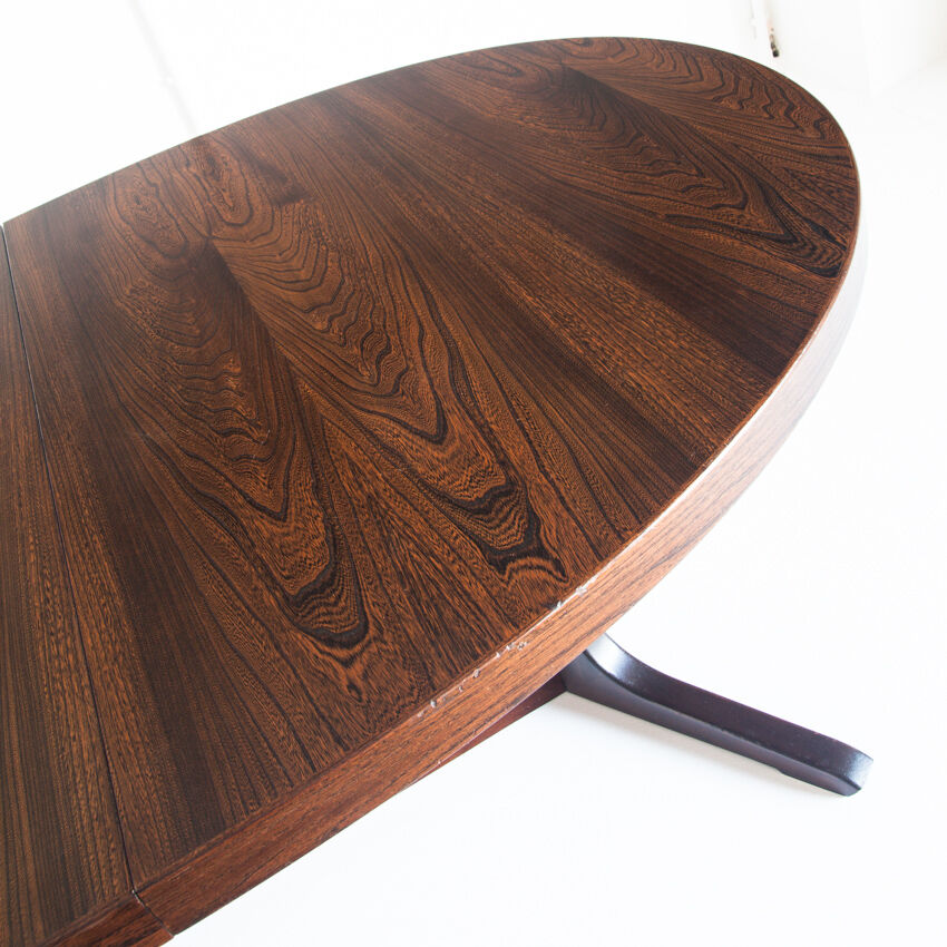 Vintage elm wood table with two extensions, France 1970