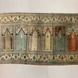 Distressed Turkish Rug 188x101 cm wool Vintage shabby Chic Runner Blue, Beige