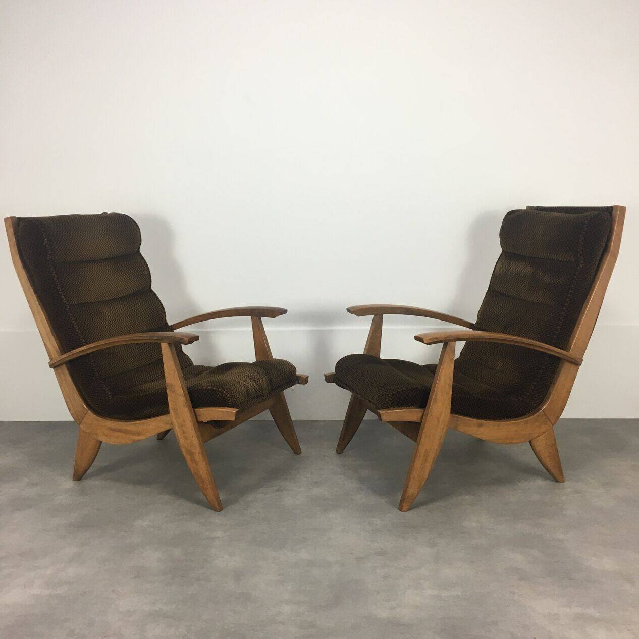 Pair of FS 123 armchairs by Free Span, 1950s, reconstruction style.