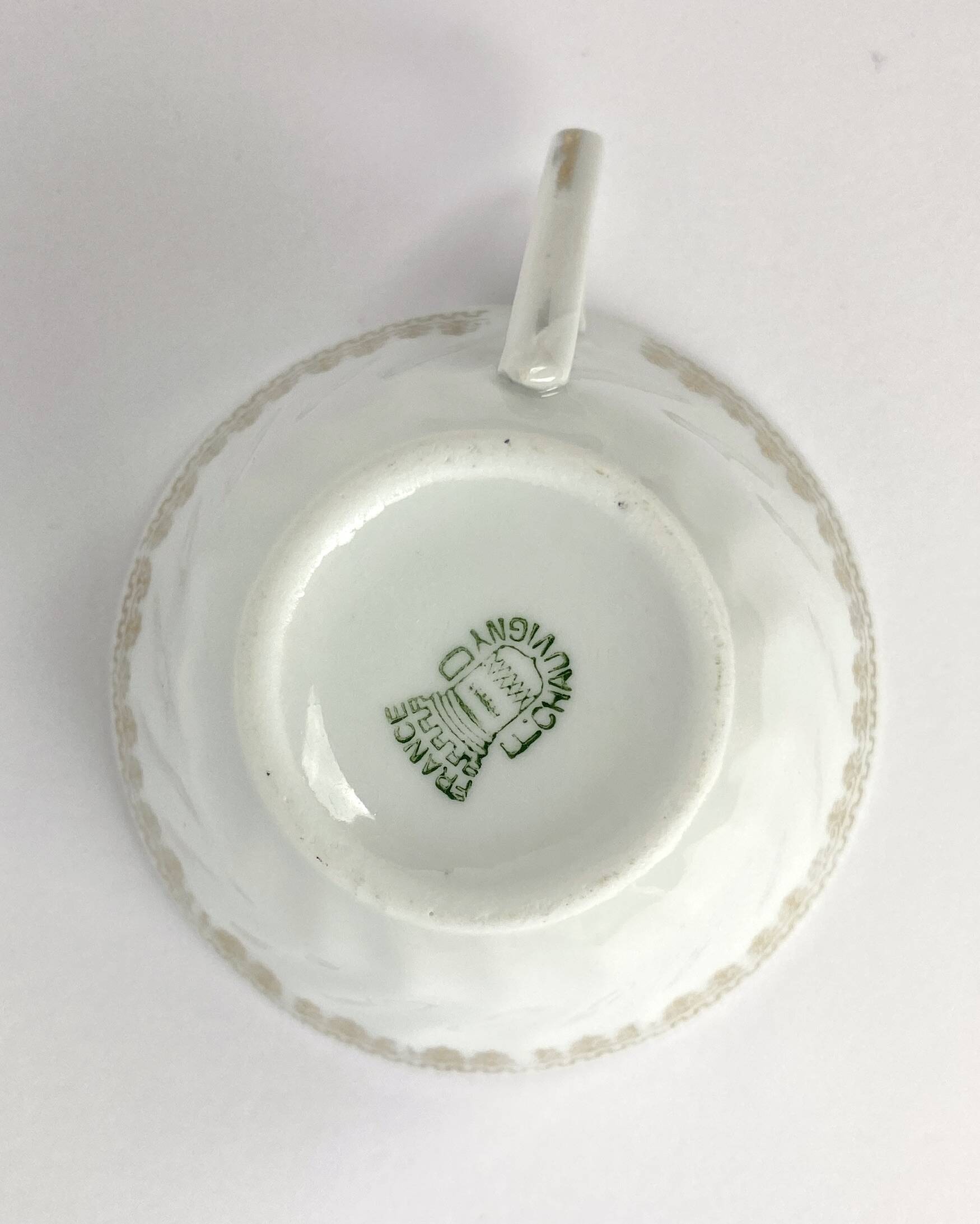 Vintage Mismatched Set of 6 Porcelain Cups and 5 Saucers - Gold