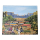 Tableau Huile sur Toile - Paysage marché Breton Signé Chateaugiron