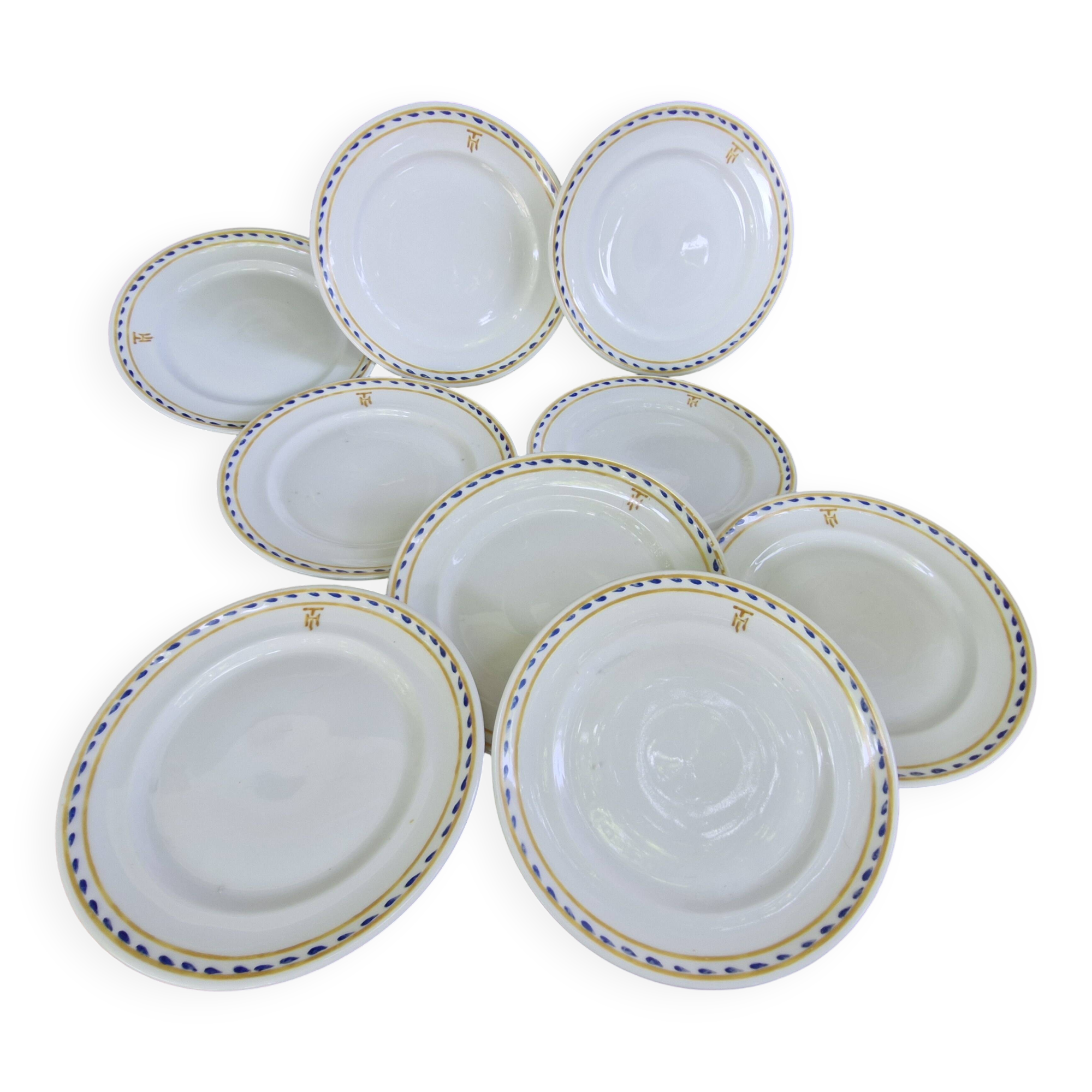 Rare 9 Antique Theodore Haviland Plates - Stamped & Monogrammed