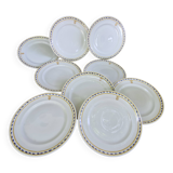 9 assiettes anciennes Théodore Haviland, estampillées et monogrammées