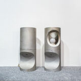 Pair of burnished aluminum lamps Italy 50s