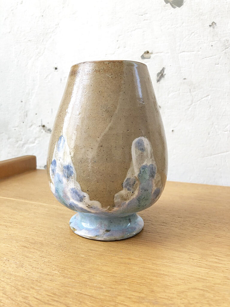 Enamelled sandstone vase