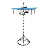 Vintage floor lamp from the 50s in blackened iron in the shape of a chain