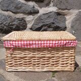 Wicker basket with gingham fabric