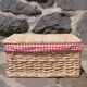 Wicker basket with gingham fabric