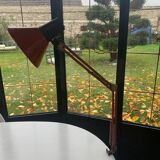 Architect's lamp in burgundy red metal, adjustable and articulated vintage