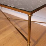 Sea green marble and brass coffee table