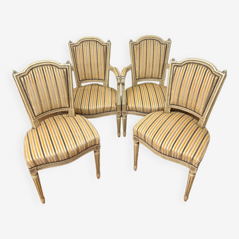 2 convertible armchairs and 2 Louis XVI style chairs