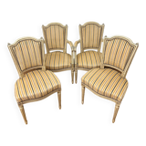 2 convertible armchairs and 2 Louis XVI style chairs
