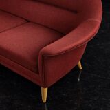 Vintage Mid-Century Scandinavian Modern 3-Seater Red Sofa