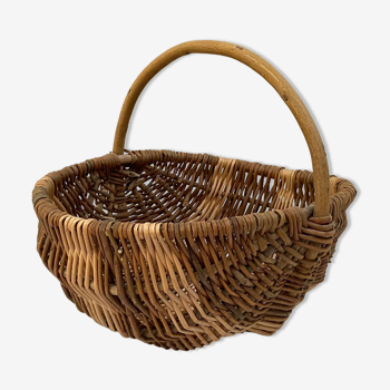 Old handmade basket in woven wicker