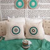Housse de coussin Aussa avec deco en coquillages