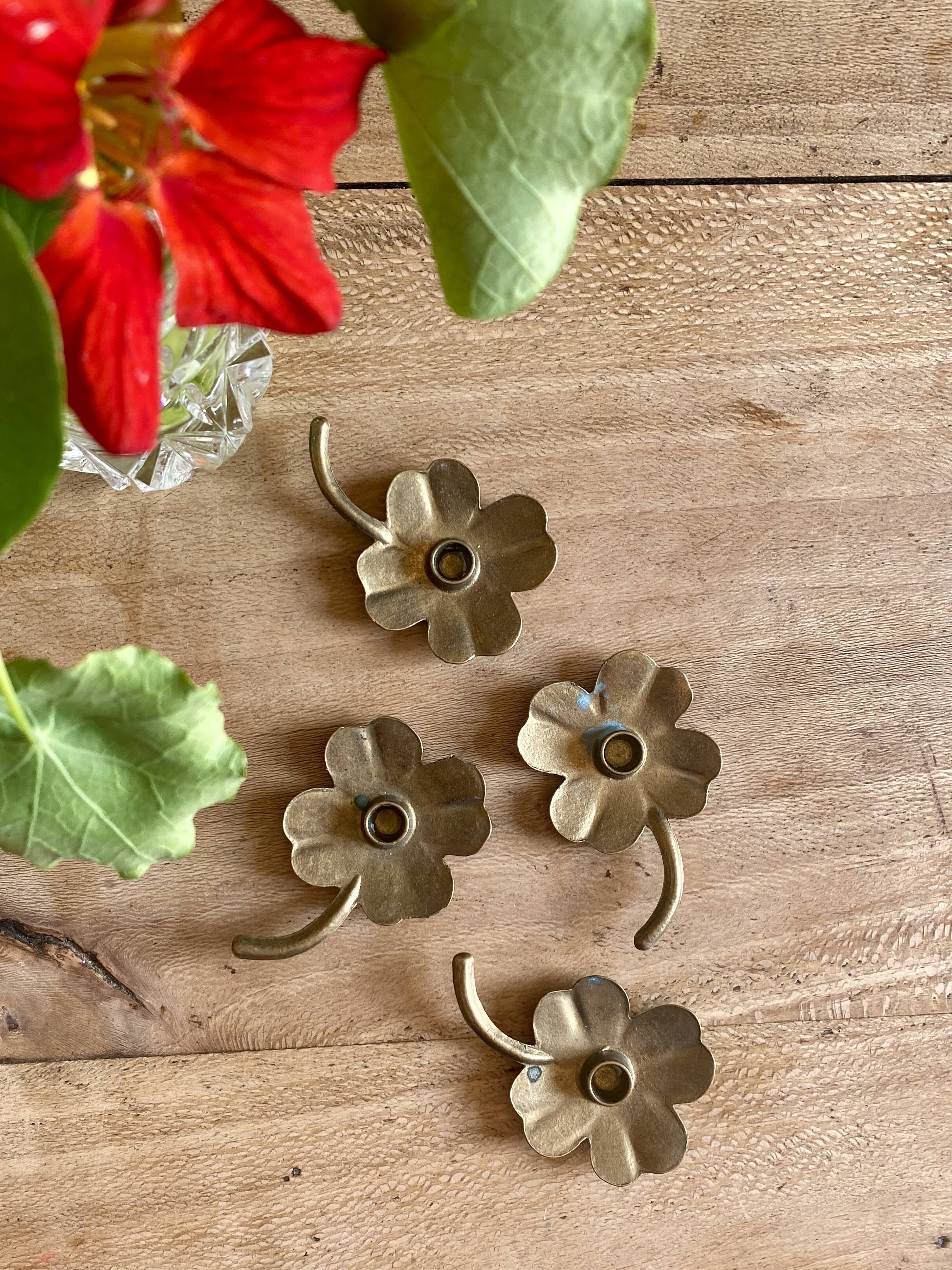 Set of 4 small vintage brass candlesticks/candle holders