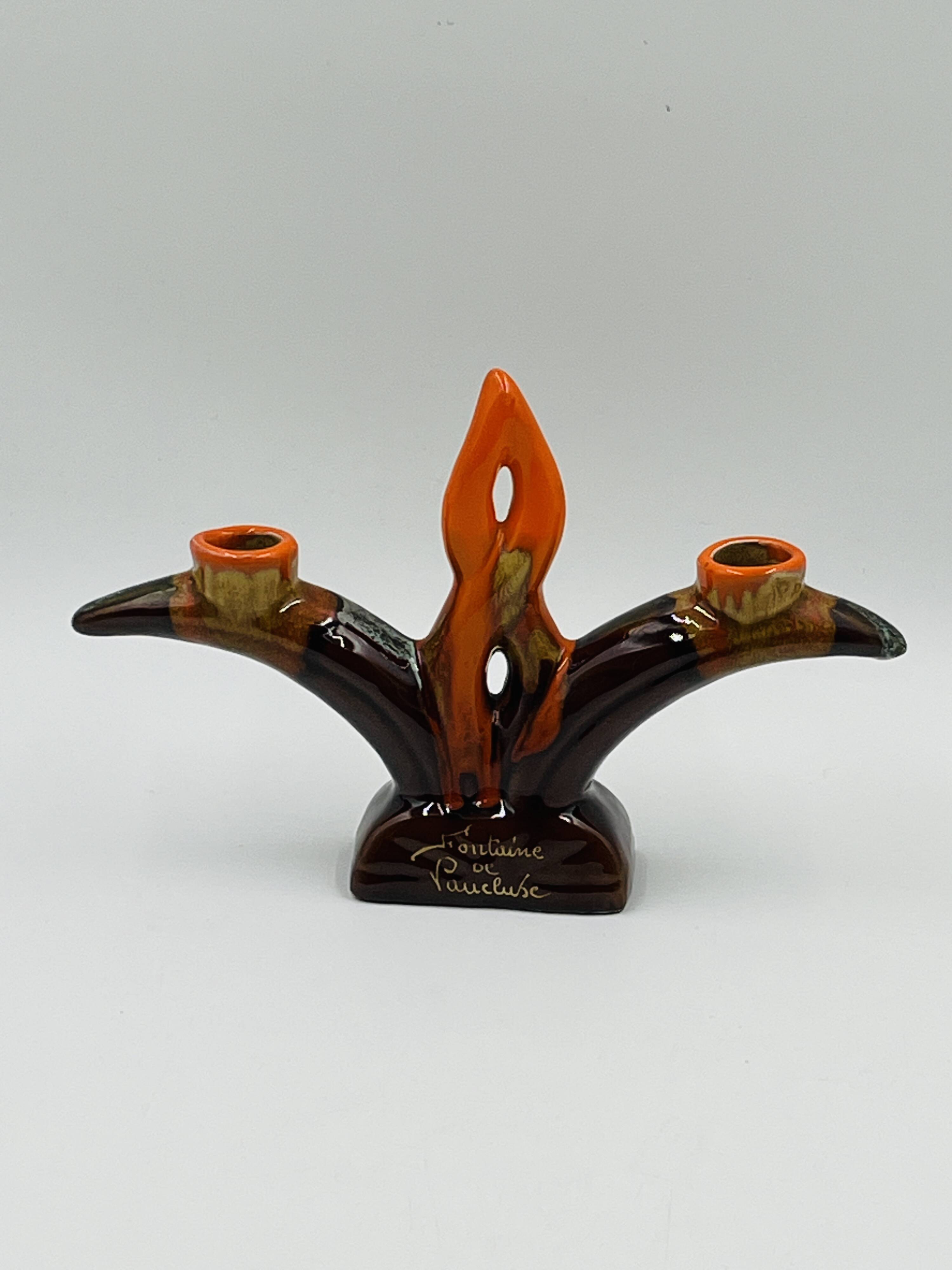 Double candlestick Vallauris Fontaine de Vaucluse vintage ceramic