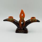 Double candlestick Vallauris Fontaine de Vaucluse vintage ceramic