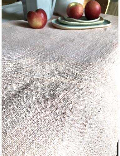 Antique Harvest Tablecloth in Pure Hemp Dyed Tea Rose