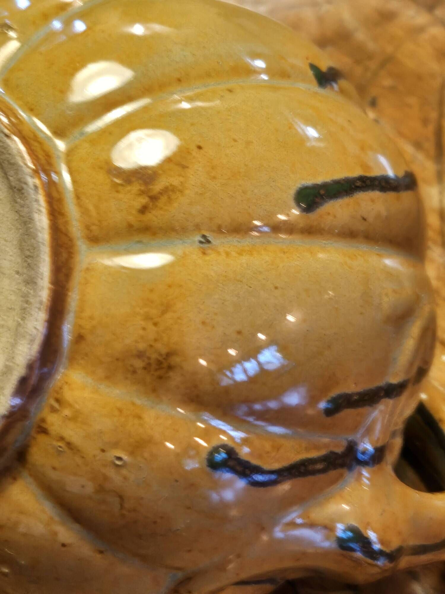 Vintage glazed terracotta pumpkin jug, 1930s