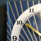Vintage clock silent rectangular wall pendulum "golden blue vegetable"