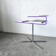 Table d'appoint en acrylique transparent et chrome, années 70