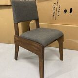 Chair in Wood and Gray Fabric