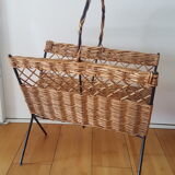 Vintage rattan magazine holder