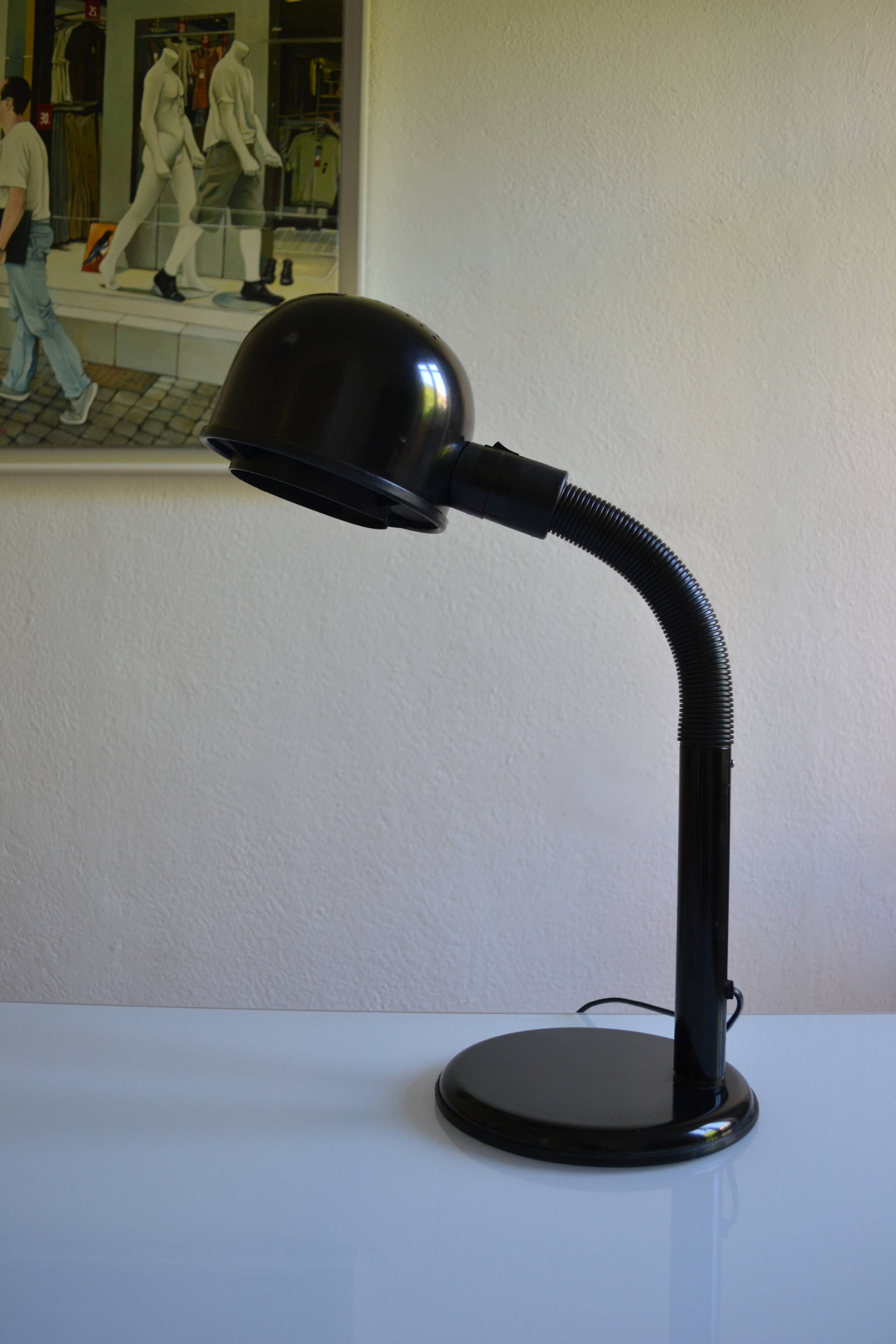 Black goose neck desk lamp ALDA 1980 Swedish Mid-Century