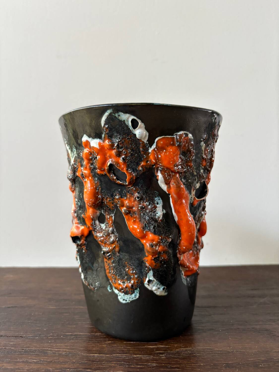 Vintage 1960s-70s ocean rock-style fat lava vase