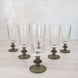 6 small green foot flutes in the Timo Sarpaneva style