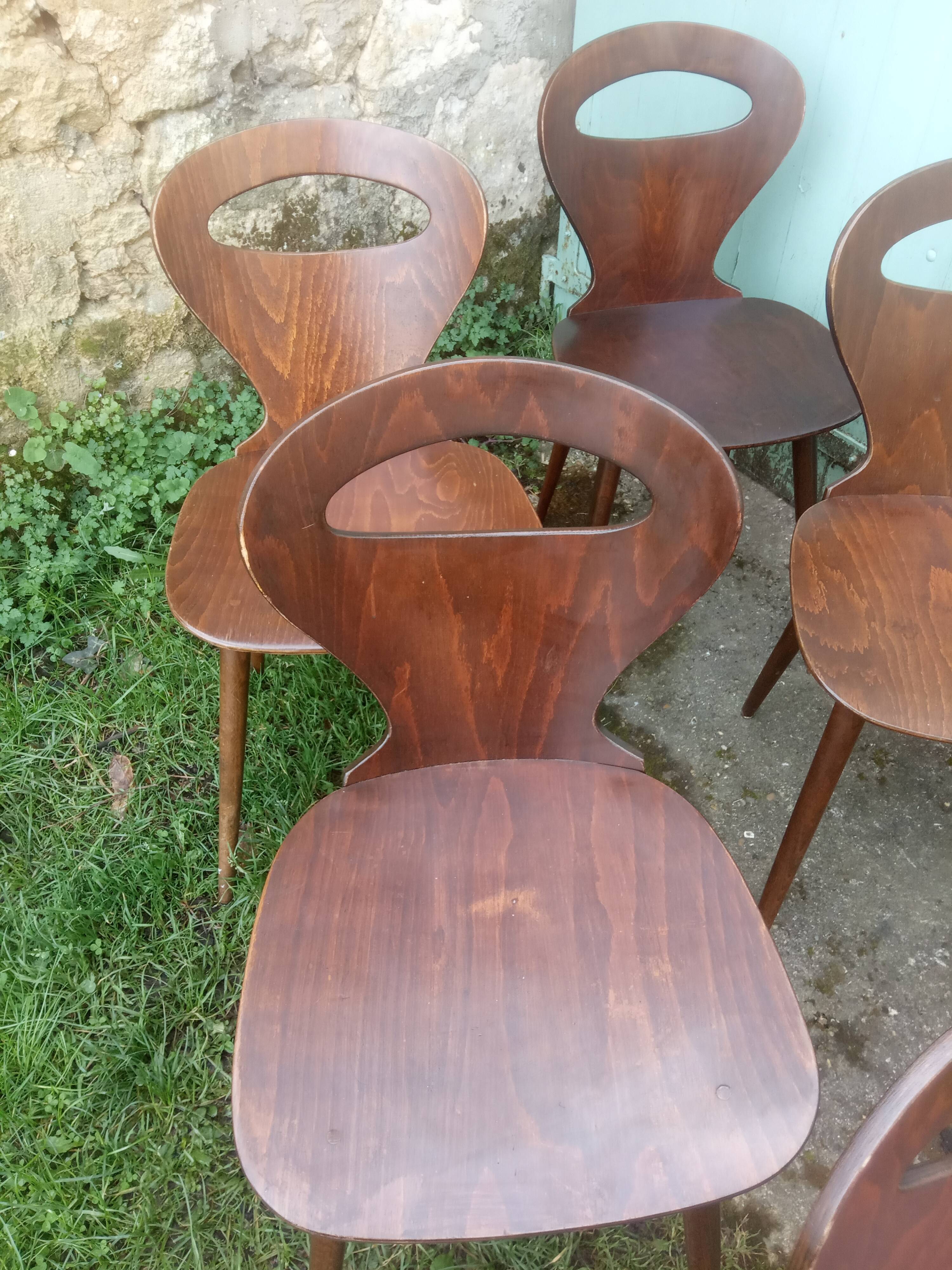 Lot de 6 chaises bistrot Baumann modèle "Fourmi"