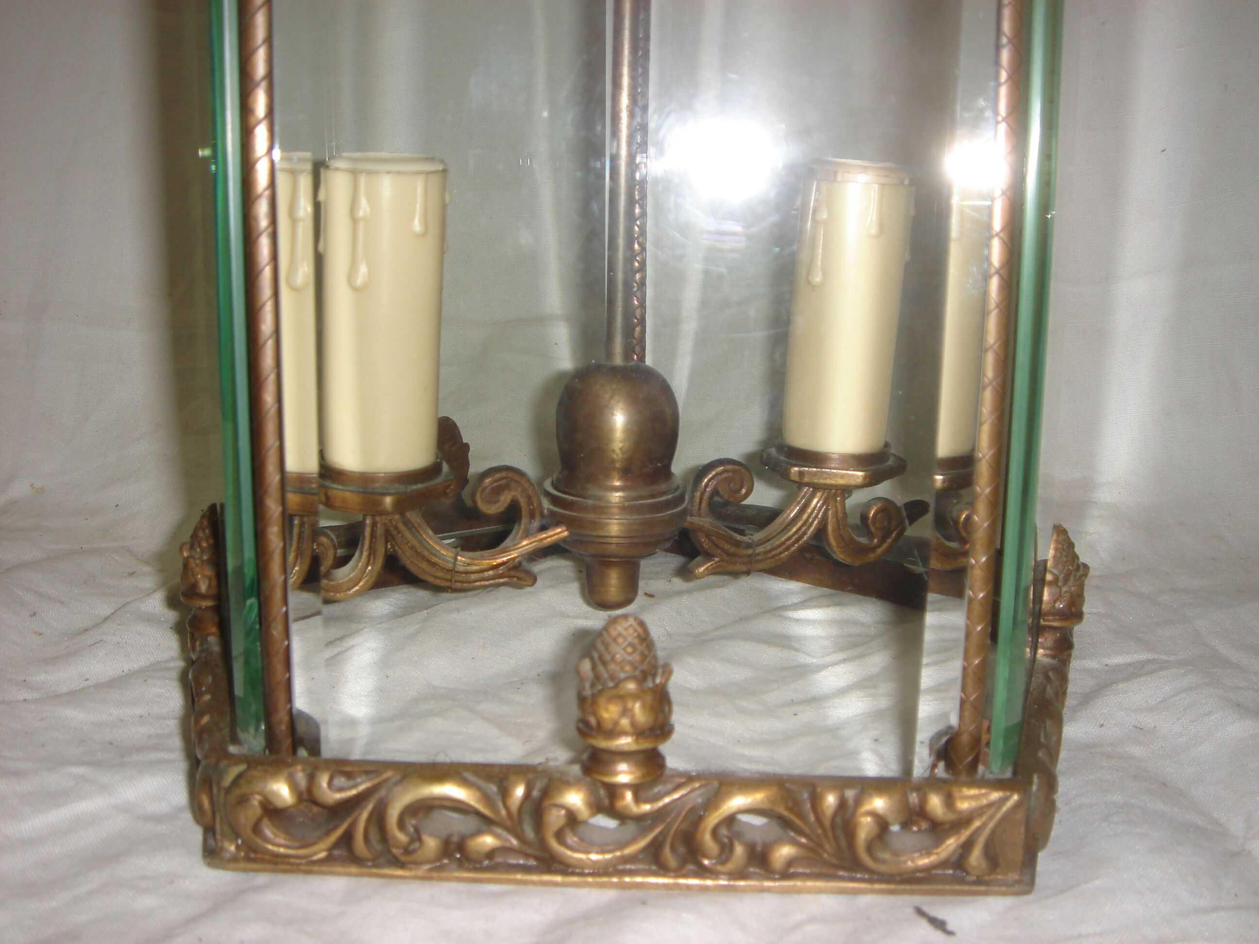 Corridor bronze & bevelled glass hanging lamp