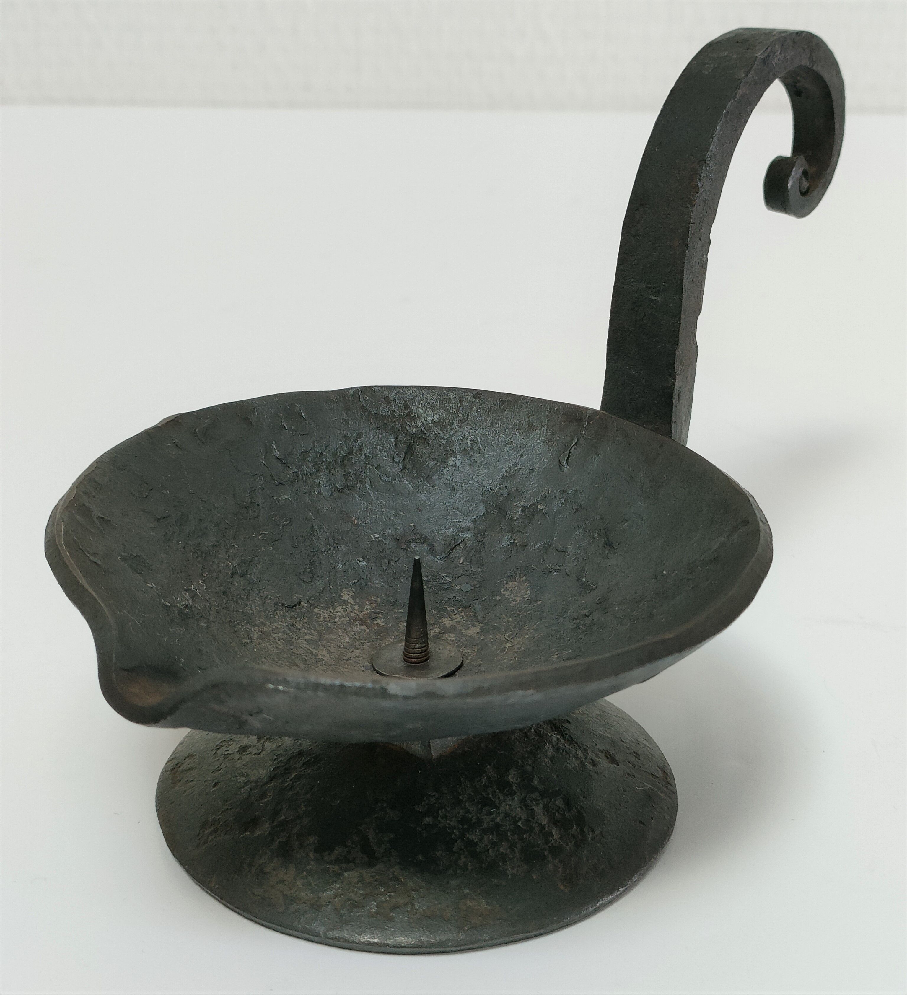 brutalist hand candle holder wrought iron 50s