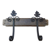 Old wall coat rack with 2 hooks 42 cm
