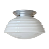 Round ceiling light, white opaline glass, antique lighting fixture