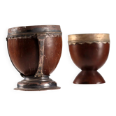 Tasses anciennes en noix de coco et argent, Europe du Nord, XIXe siècle