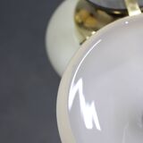 Art Deco brass and aluminum chandelier with cream glass, Czechoslovakia 1930s