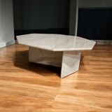 Octagonal coffee table in travertine