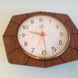 Brown formica clock by Japy 60s-70s