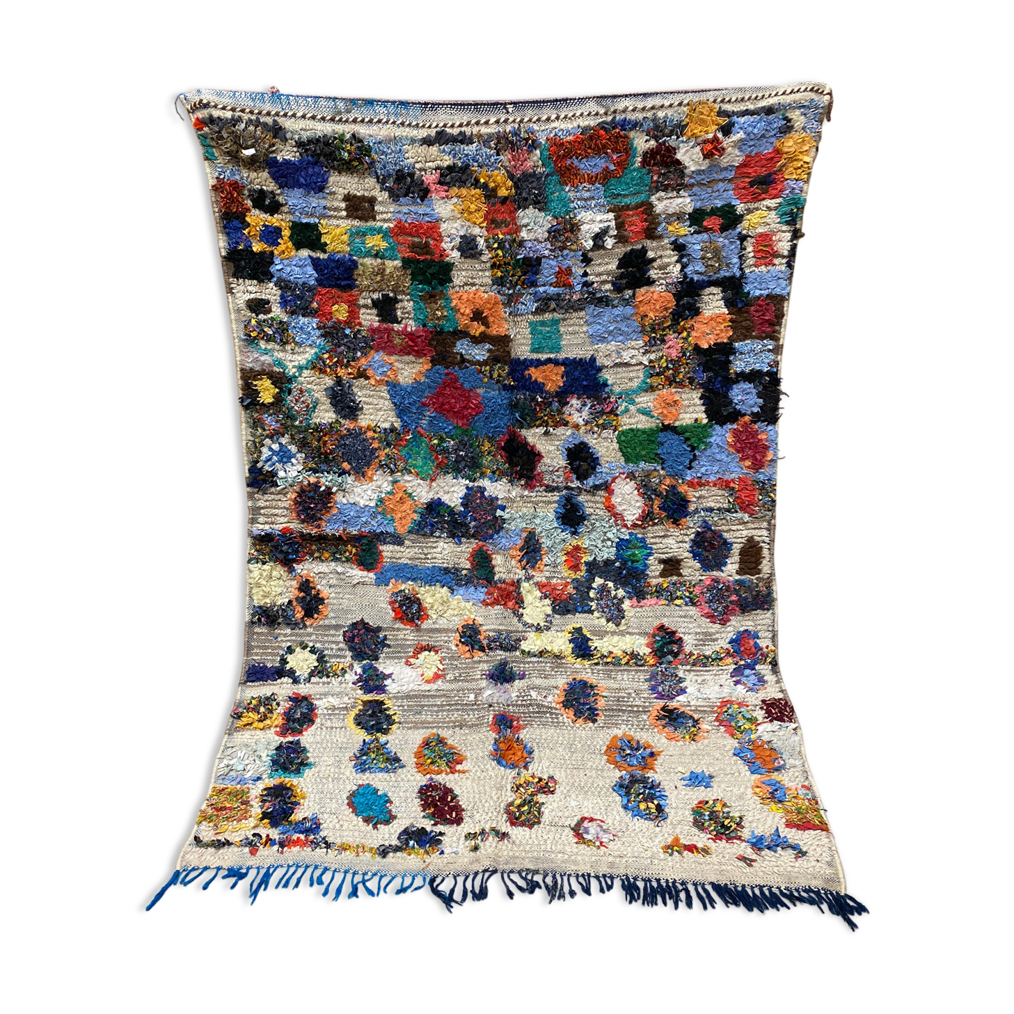 Multicolor carpet in boucherouite fabric 131x197cm