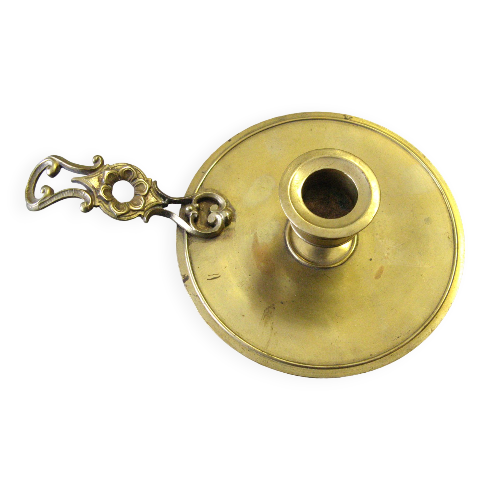 Old hand candle holder. Folk art.