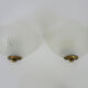 Pair of Mathias wall lamps in gilded metal and white shell-style glass