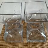 Pair of vintage twisted glass vases