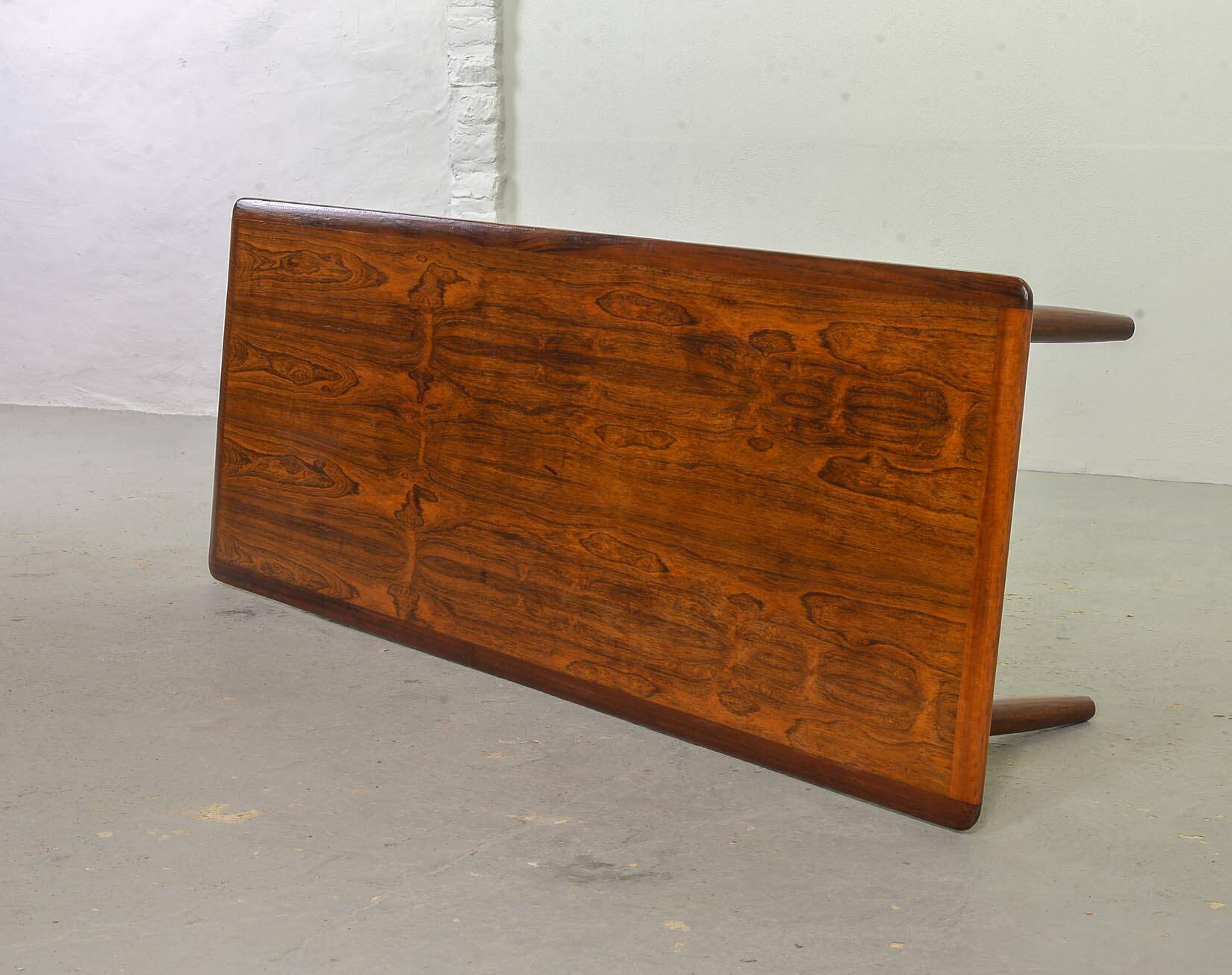 Topform Dutch Design Rosewood Coffee Table with Leather Magazine Holder 60s