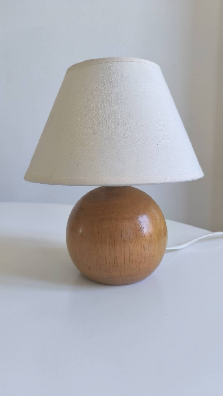 Walnut wood ball table lamp 1970