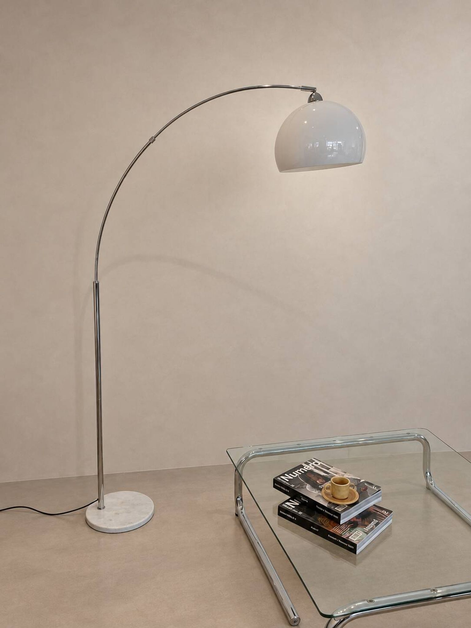 Arc floor lamp with a marble base