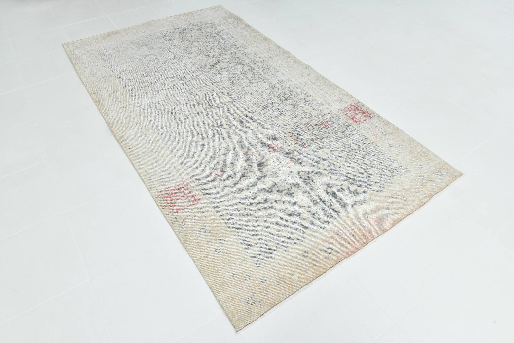 5x8 Navy Blue Beige Vintage Persian Rug, 144x259Cm SK 21485