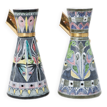 Pair of Tilgmans wall lights in hand-painted ceramic Unique Sweden 1960