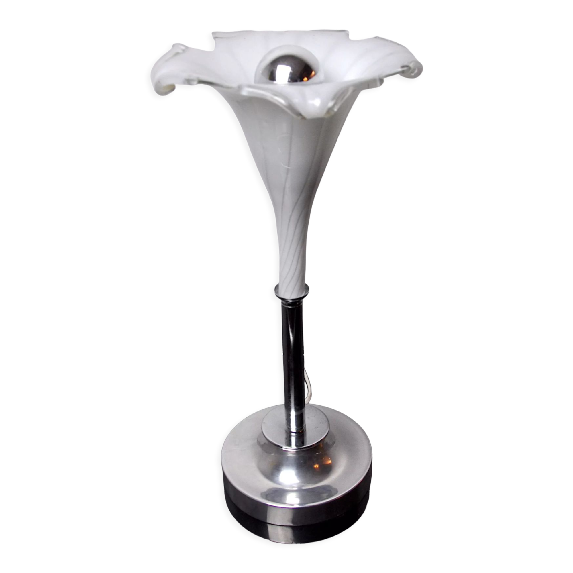 White fleur-de-lys lamp, murano glass, Italy, 1970